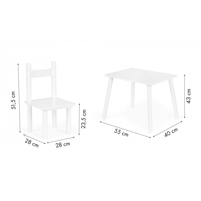 Set Masa + 2 Scaune Ecotoys Alb - imagine 5