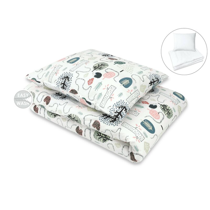 Lenjerie pat Qmini Hedgehog 4 piese, Bumbac - imagine 2