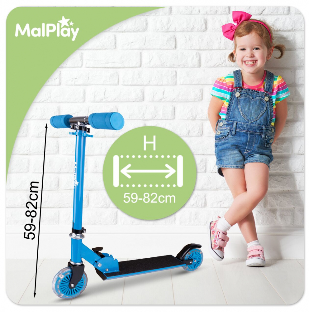 Trotineta Malplay Pliabilă LED Albastră - imagine 3