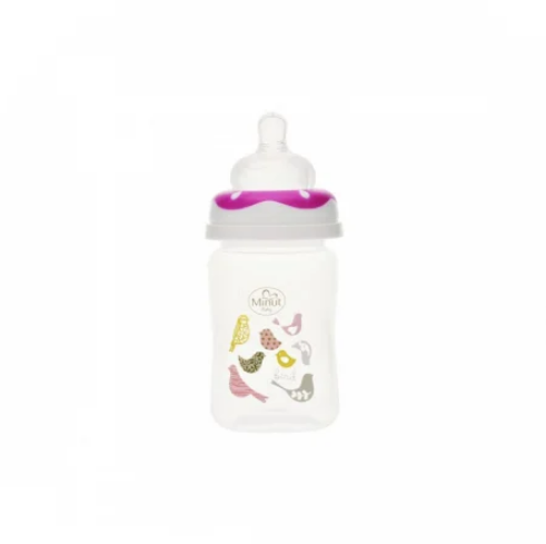 Biberon Minut Baby 150ml cu gât larg roz