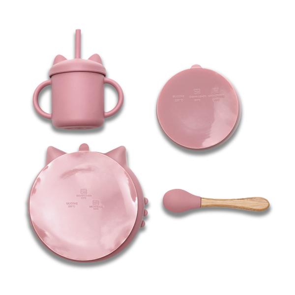 Lorelli Set hranire silicon 4 piese 6 luni+ Pink