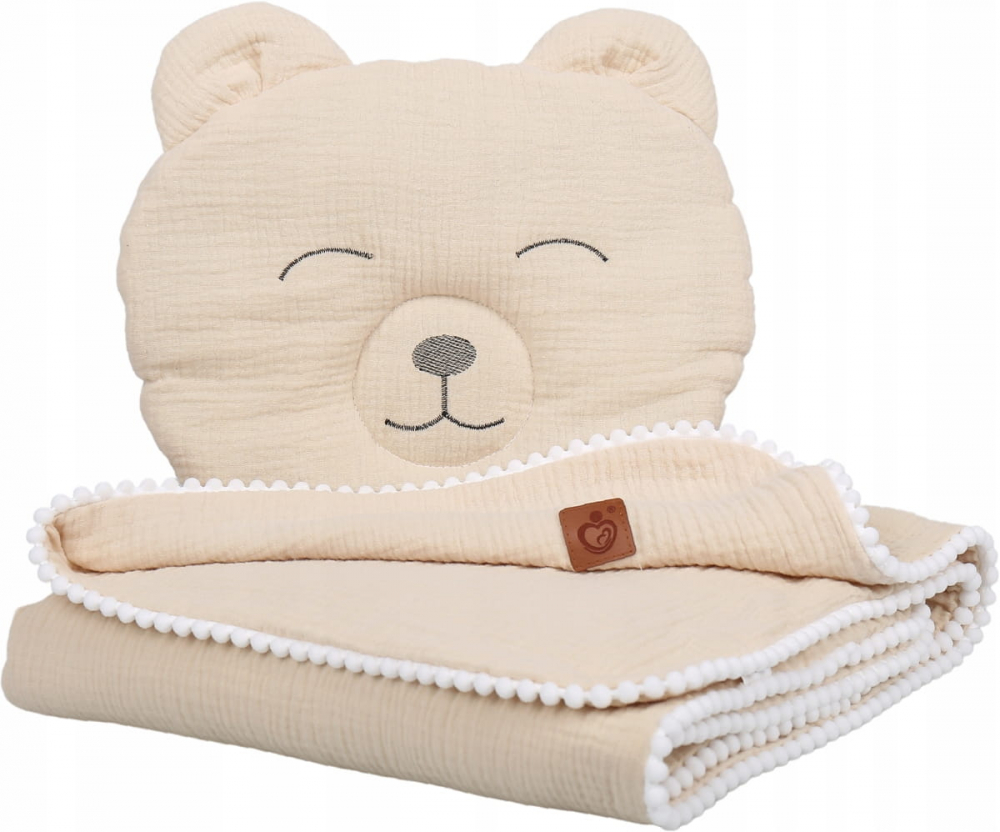 Set Muselină Babymam Teddybear | Paturică și Pernă - imagine 2
