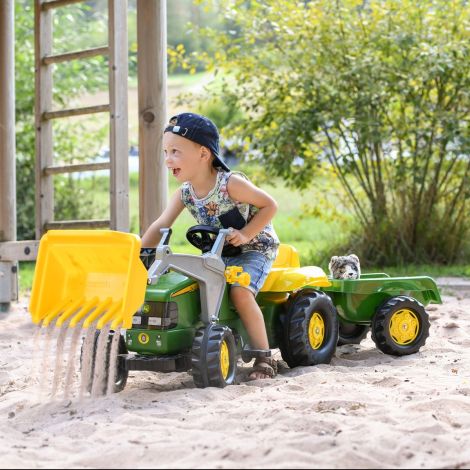 Tractor John Deere Rolly Toys cu Cupă și Remorcă - imagine 3