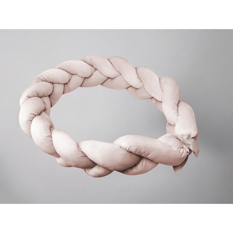 Protectie Patut Miminu Impletit | Siguranta, Beige Pink - imagine 2
