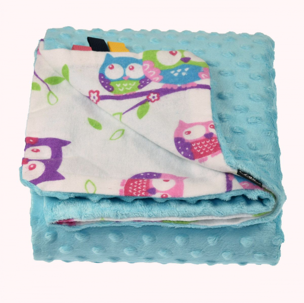 Paturica Minky Egakids Turquoise Owl 75x75 cm