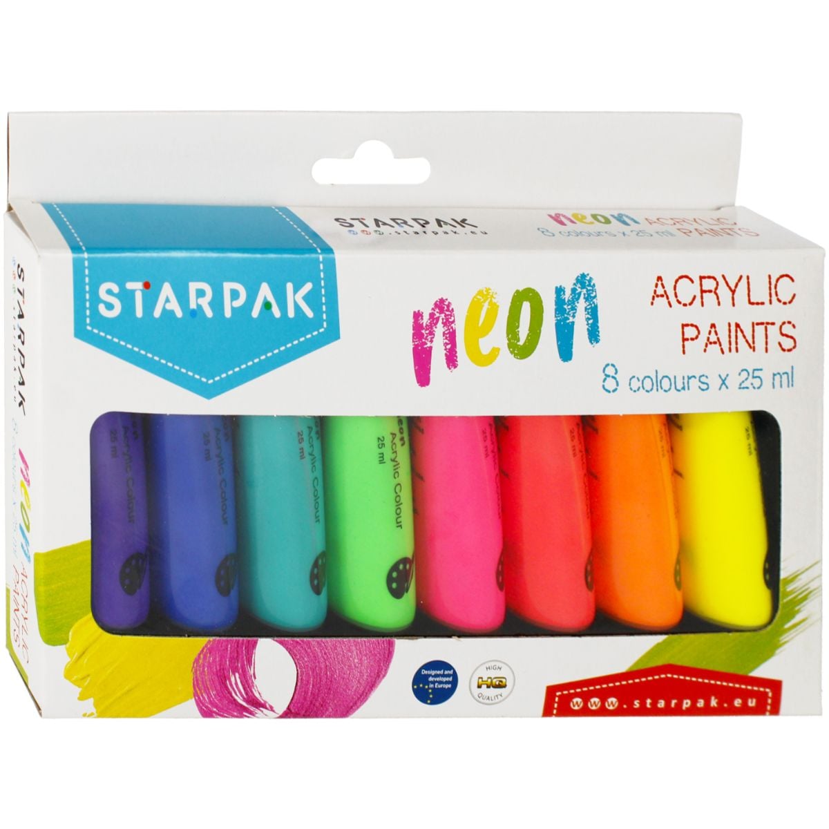 Vopsea Acrilica Neon Starpak, 8 Culori, 25 ml