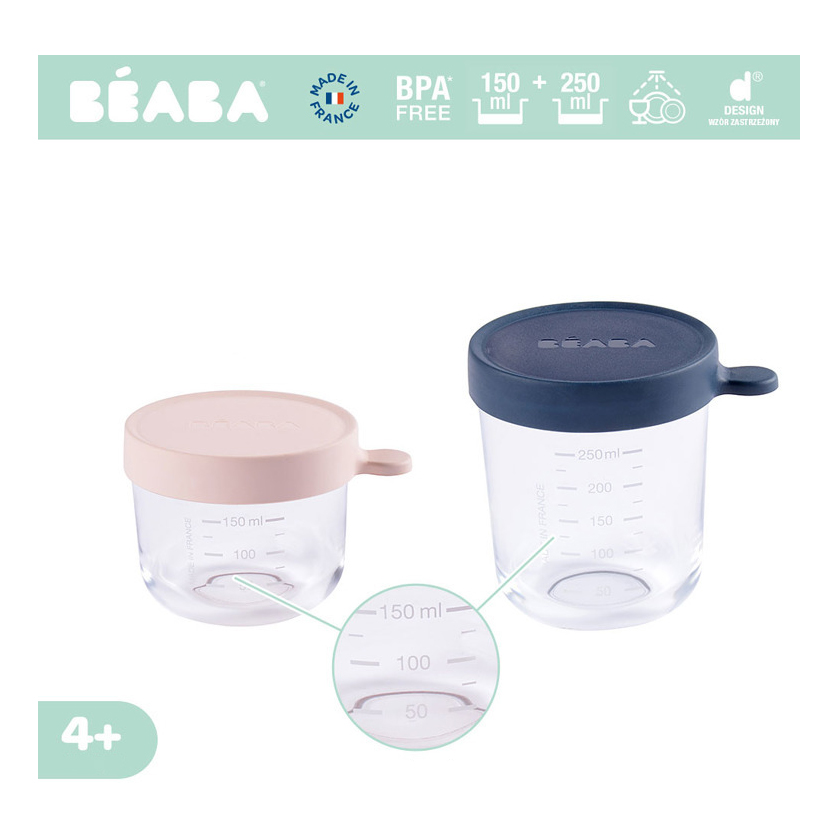 Set 2 recipiente sticlă Beaba, 150 și 250 ml, Bleu - imagine 4
