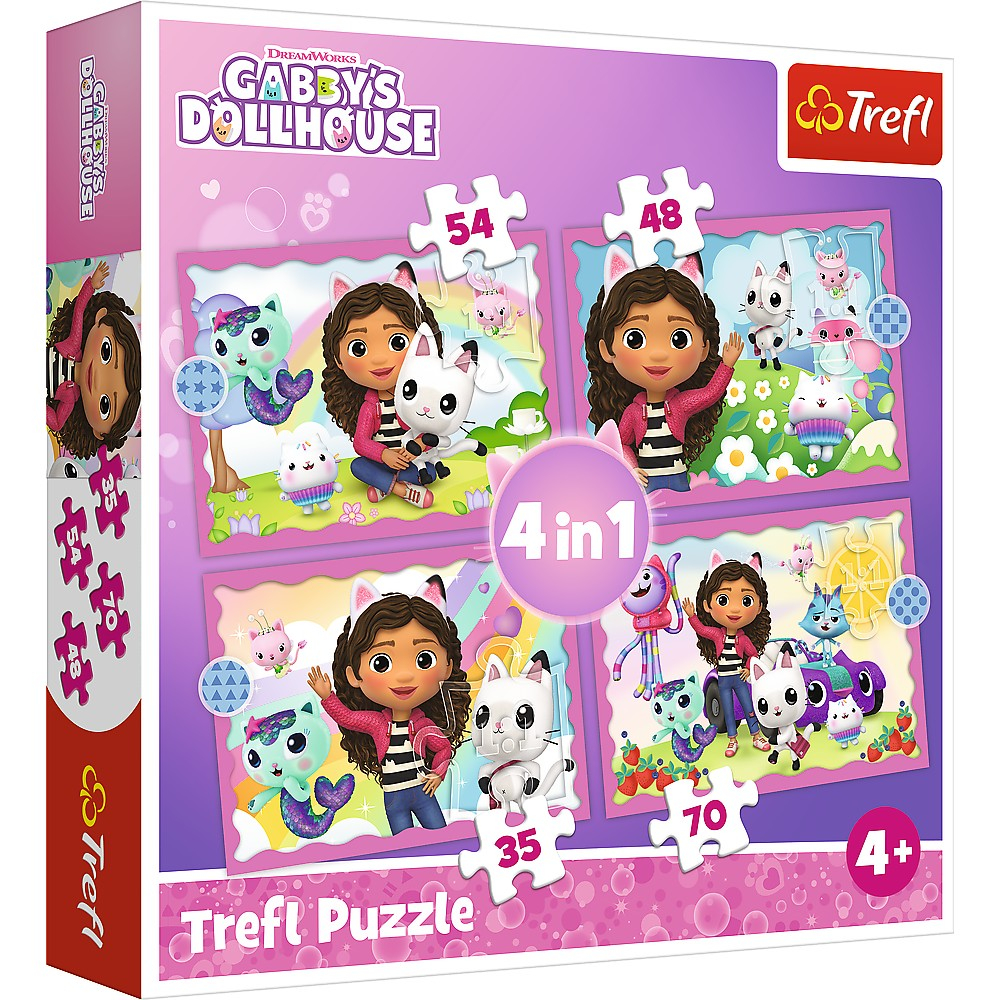 Puzzle Trefl 4 in 1 Gabby's Dollhouse