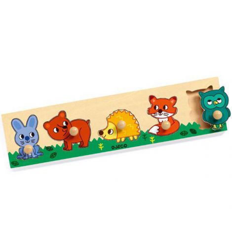Puzzle Djeco Pădure cu buton, Lemn, +1 an