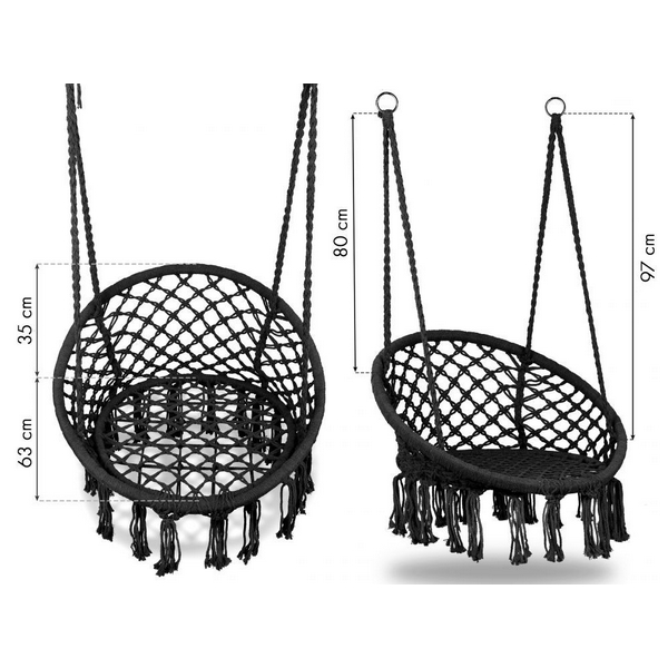 Leagan Suspendat Modernhome Negru, Interior/Exterior - imagine 7
