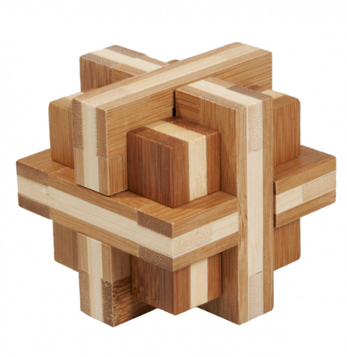 Joc logic IQ Double Cross Fridolin din bambus