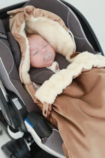 Sac Iarnă Carucior Babyly Velvet Premium, Bej, Impermeabil - imagine 3