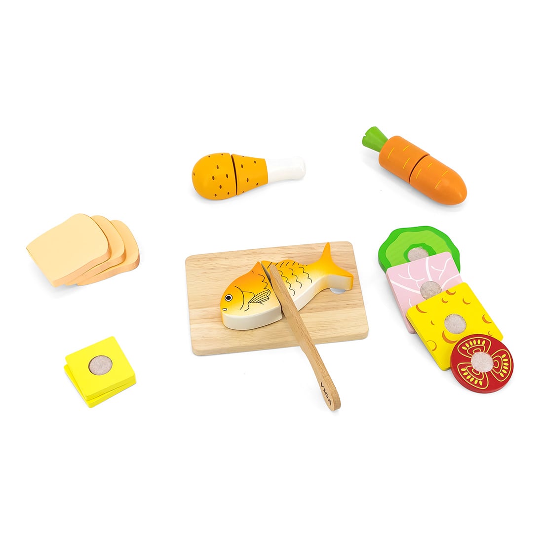 Set Prânz Feliat Viga | Jucărie de Lemn Montessori