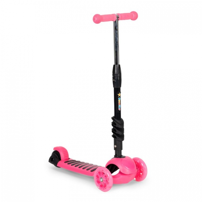 Trotineta 5 in 1 Ecotoys Roz cu LED și Mâner Parental - imagine 4