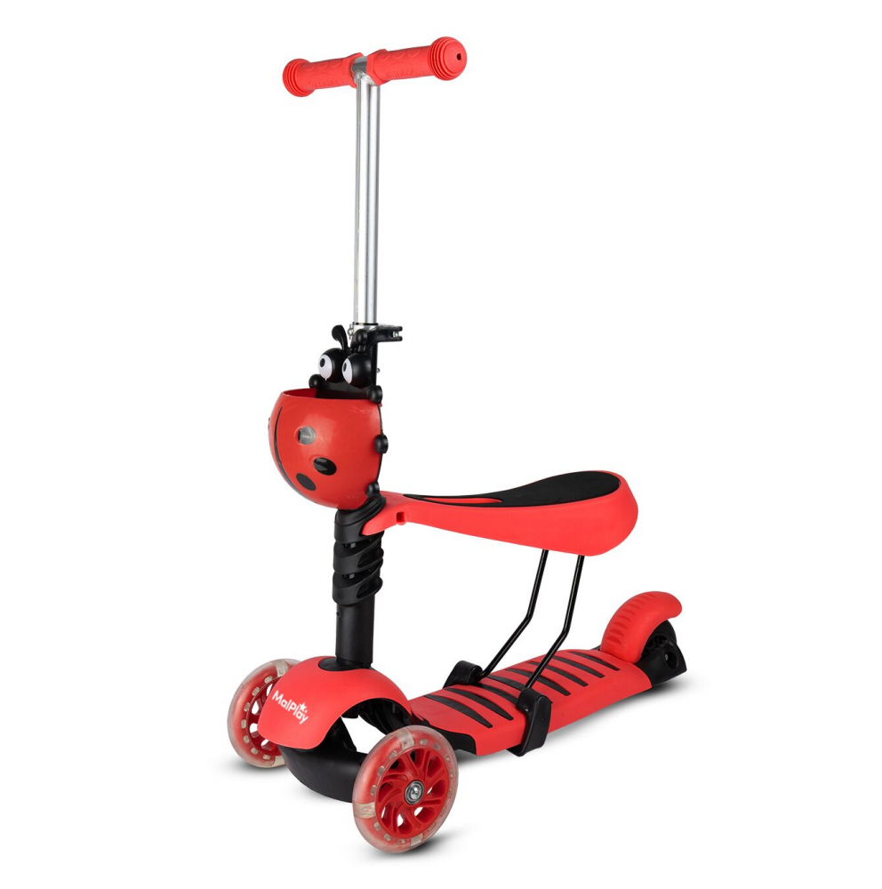 Trotineta Malplay Red LadyBug cu scaun și LED - imagine 4