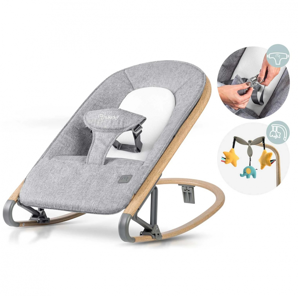 Balansoar Bebeluși Nukido Gri Pliabil Compact - imagine 2