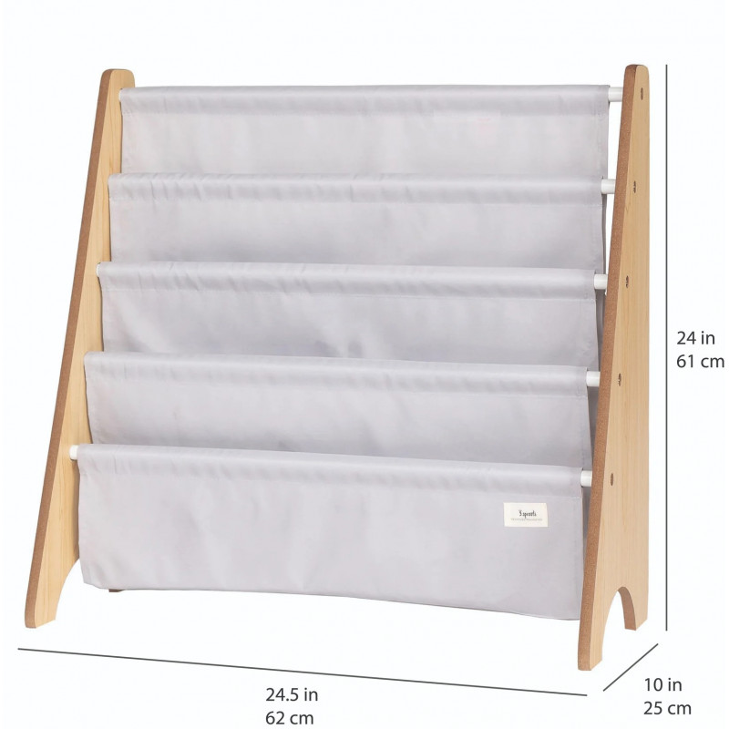Raft Organizator Cărți 3 Sprouts Gri Reciclat - imagine 2
