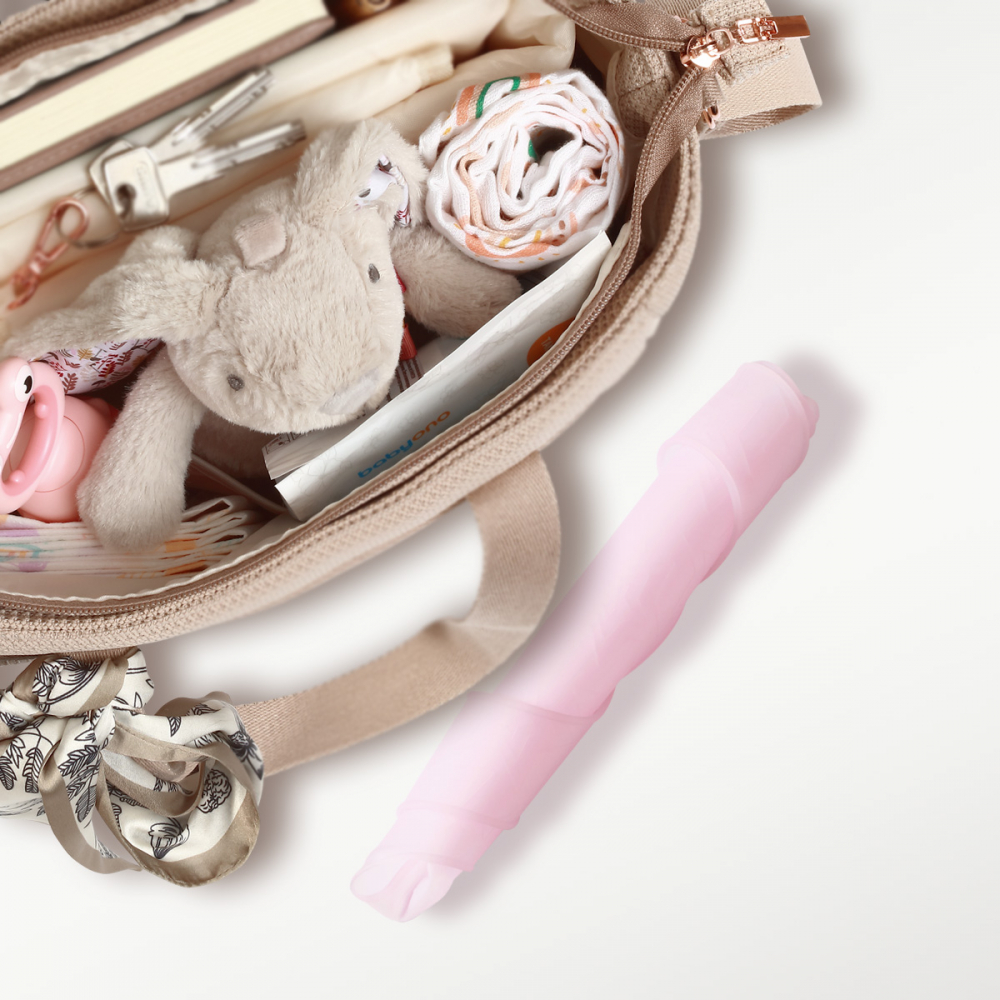 Babyono Baveta silicon roz impermeabila - imagine 5