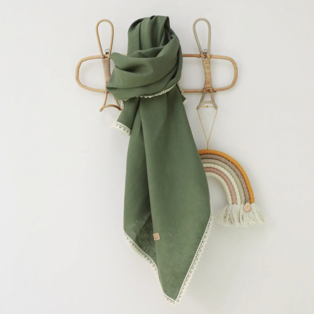 Paturica BabyLy din In 100x100cm, Forest Green - imagine 4