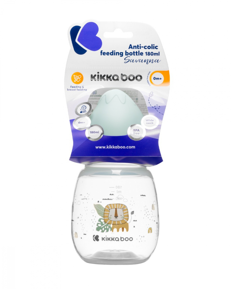 Biberon Kikkaboo Savanna Mint 180ml Anti-Colici - imagine 2