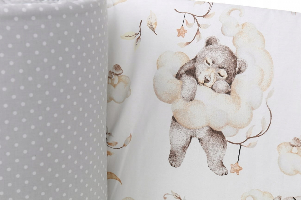 Aparatoare Patut BabyMam Sleepy Bears Grey, 180x30cm - imagine 8