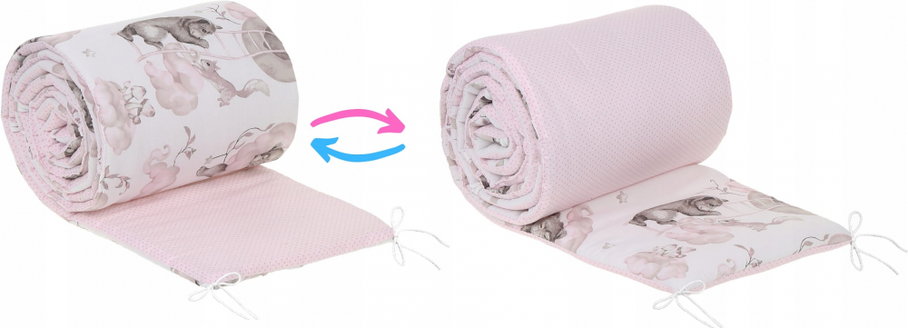 Aparatoare Patut BabyMam Sleepy Bears Pink, 180x30 cm - imagine 2