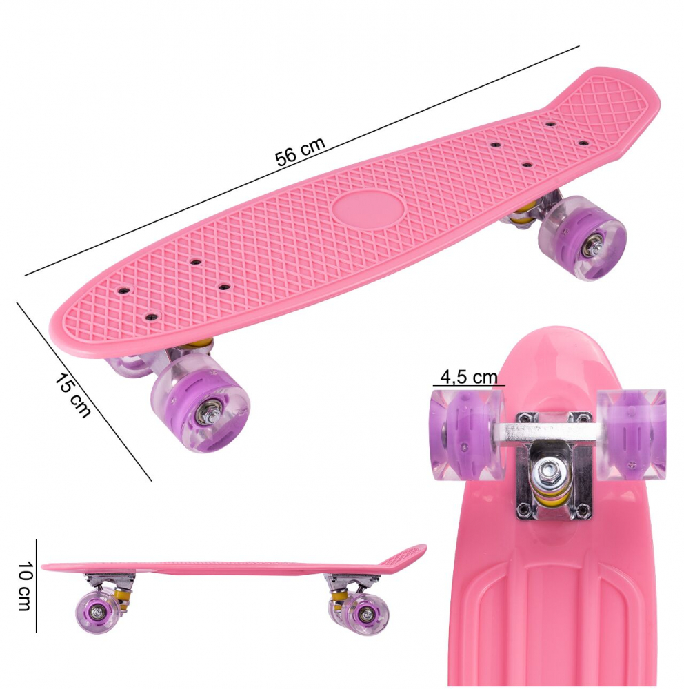 Skateboard cu LED-uri Malplay Roz, 56x15cm - imagine 7