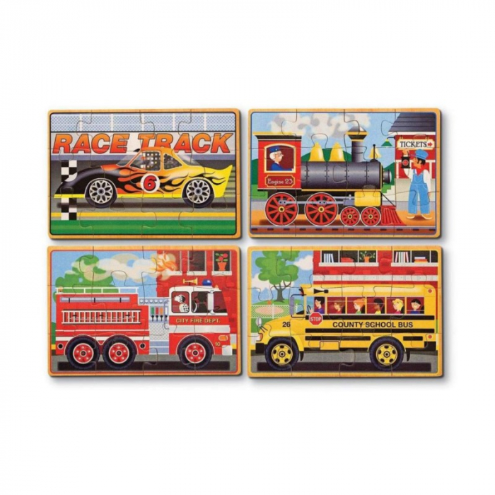 Set 4 Puzzle Lemn Vehicule Melissa & Doug
