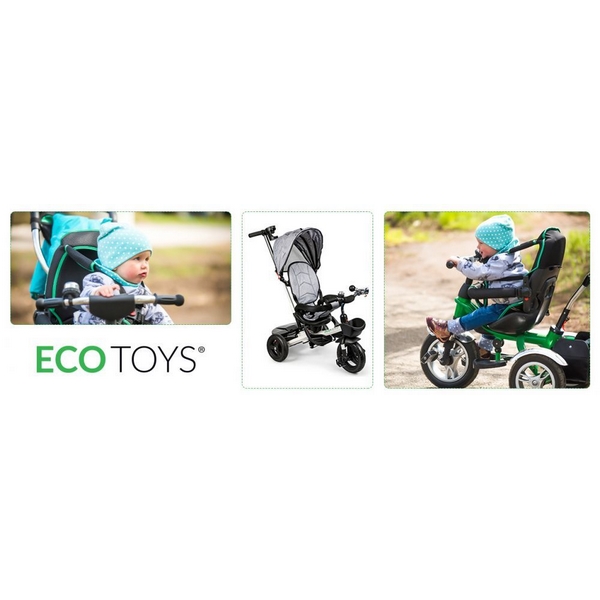 Tricicleta Ecotoys JM-311 Gri, Sezut Reversibil, 12 luni+ - imagine 9