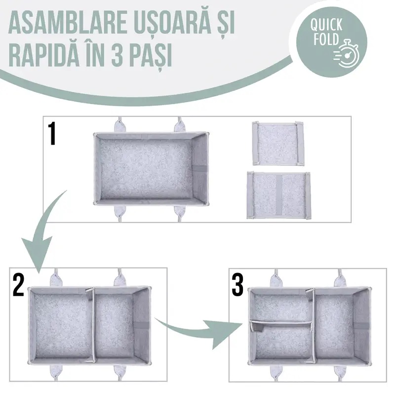 Organizator Scutece Sipo, 8 Buzunare, Gri - imagine 4