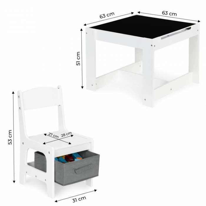 Set masă 2 scaune Ecotoys lemn și tablă de scris - imagine 7