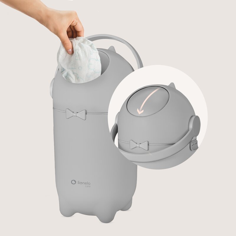 Coș scutece Lionelo Gri, sistem anti-miros, 10L - imagine 5