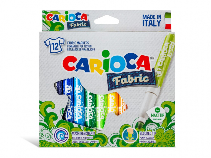 Set Carioca Textile Carioca, 12 culori, Rezistent la Spălare