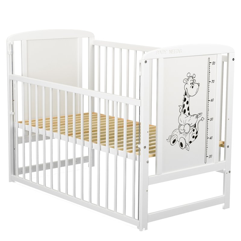 Pătuț Timmi BabyNeeds Girafa 120x60 Alb - imagine 3