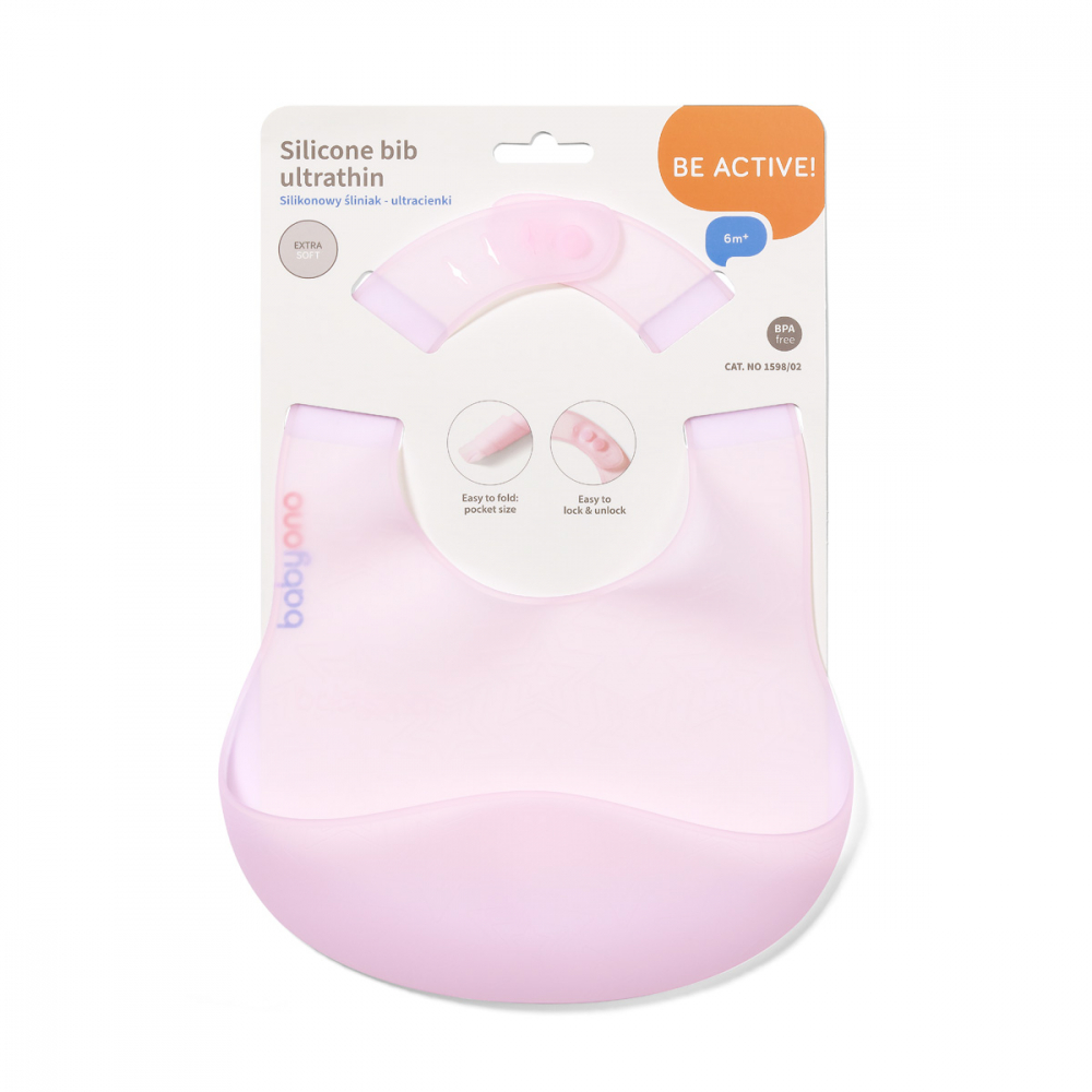 Babyono Baveta silicon roz impermeabila - imagine 7