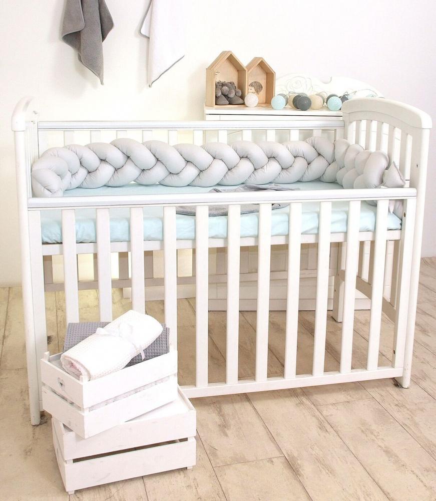 Aparatoare Pat Bumper Pj Baby Bumbac Gri, 180x21 cm - imagine 3