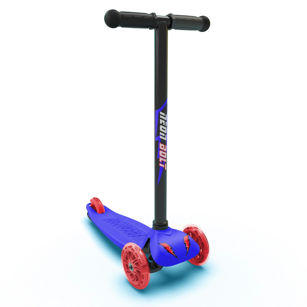 Trotineta Neon Bolt Blue cu LED, 3 roti