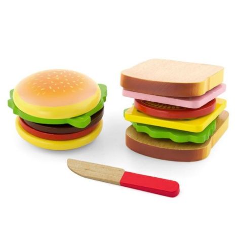 Set Hamburger si Sandvis din Lemn Viga Toys