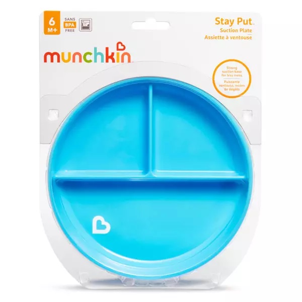Farfurie Stay Put Munchkin cu Ventuza, Albastru - imagine 3