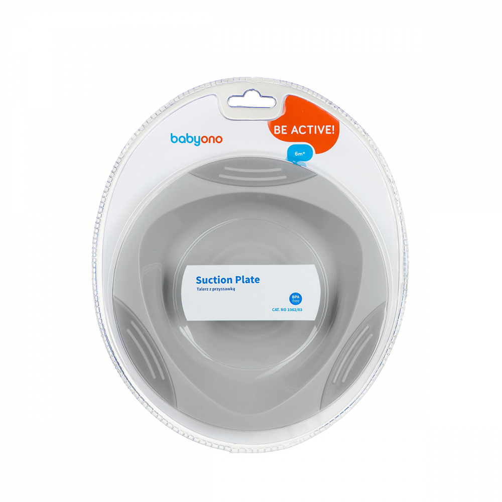 Farfurie cu ventuza Babyono Gri, Antialunecare - imagine 2