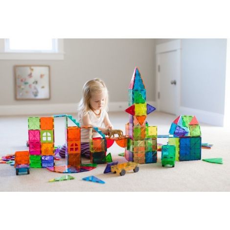 Magna-Tiles 100 Piese Transparente, Constructie Magnetica - imagine 9