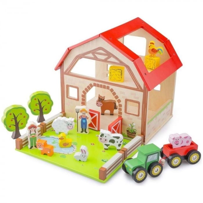 Set Ferma 20 Piese New Classic Toys Lemn Educativ