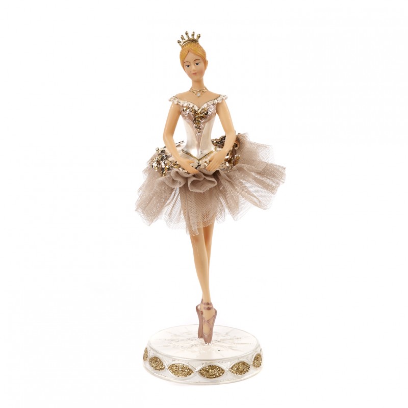 Statueta Balerina Crem cu Paiete | Decor Camera Copil