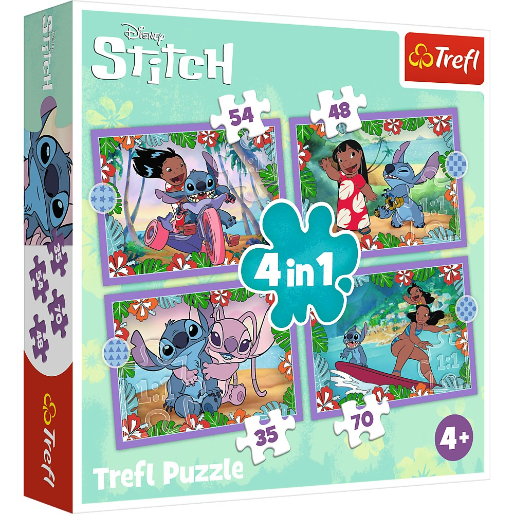 Puzzle Trefl 4in1 Stitch Ziua Fermecată