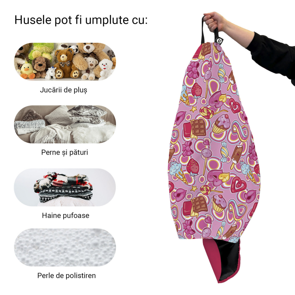 Husa Bean Bag Para XL Roz | Updeco - imagine 2