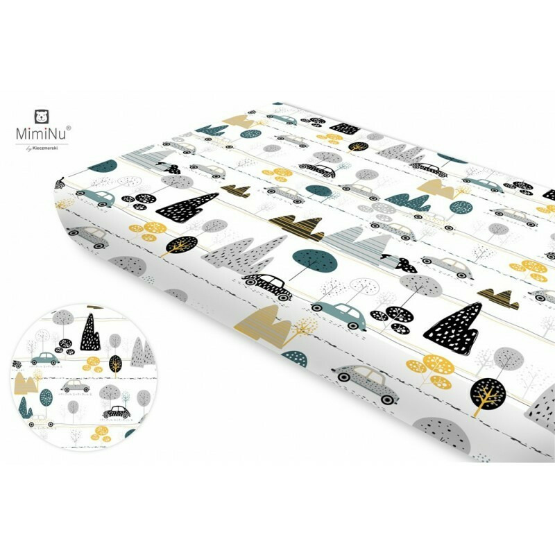 Cearceaf elastic MimiNu bumbac 160x80 cm Gri - imagine 3