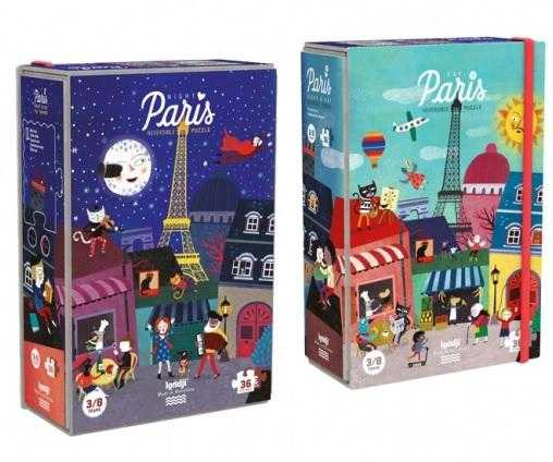 Puzzle Londji Paris 36 piese - Reversibil Zi & Noapte