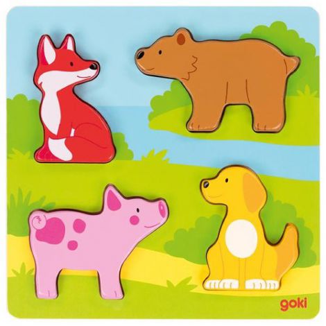 Puzzle Tactil Goki Animale, Lemn, +1 An - imagine 2