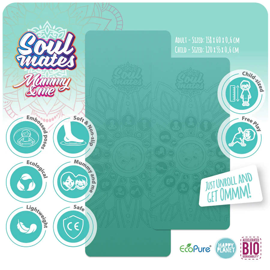 Set Yoga Mama-Copil Soul Earth Turcoaz + Carduri - imagine 6