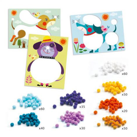 Atelier Creativ Djeco Catelusi Pufosi - Joc Colaj - imagine 4